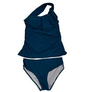Tempt Me Two Piece Tankini  One Shoulder Swim Green Size Medium
